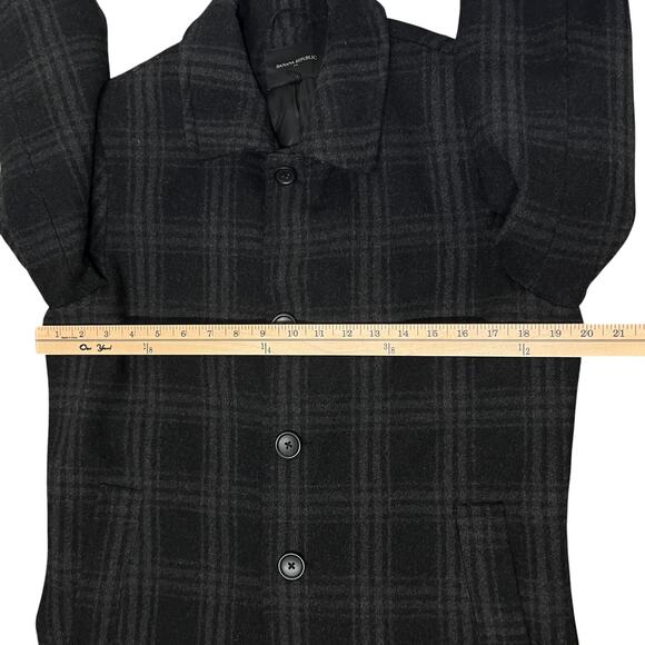 Banana Republic Factory Wool Blend Windowpane Plaid Men’s Pea Coat Size S - Picture 9 of 12